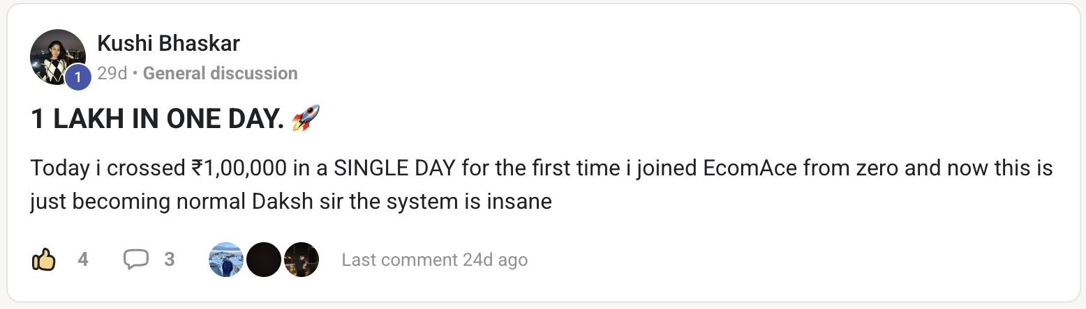 Community post: ₹1,00,000 in a single day